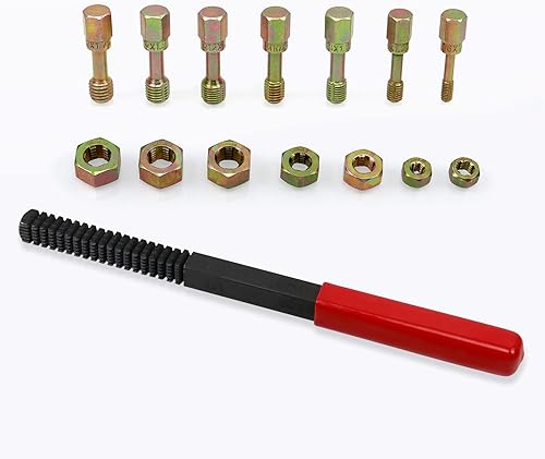 Miniatura 3 de RULLINE Juego de 15 piezas de perseguidor de roscas métricas, juego universal de 7 piezas, kit de herramientas de reparación de roscas universales,