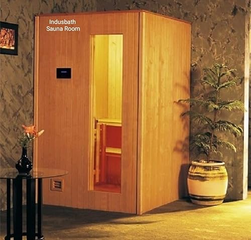 Indus Bath Single-Seater (4�3�7 feet) Customized Sauna Room, Customized Room for Dry Heat Therapy & Relaxation, � 48�36�84 inch, deal for personal wellness, Pine wood designed
