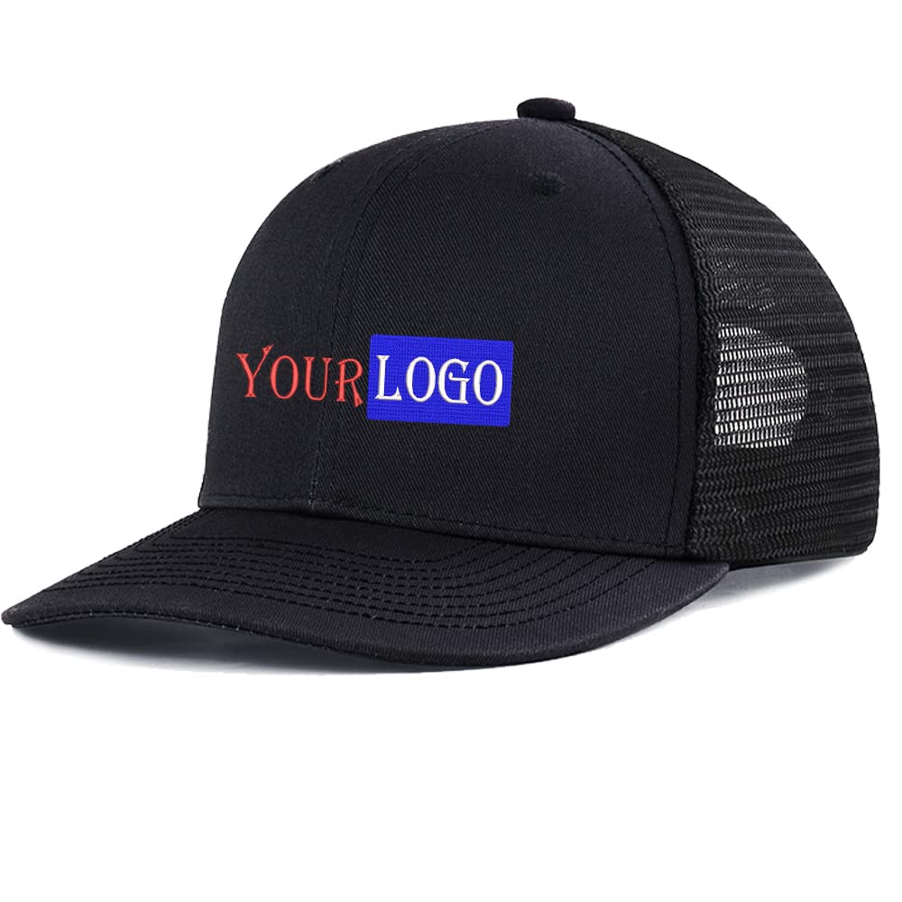 Custom Embroidered Hat Logo Personalised Mesh Baseball Cap Mens Summer 112 Trucker Cap,Unisex Embroidered Cap Dad/Mom Gifts Black