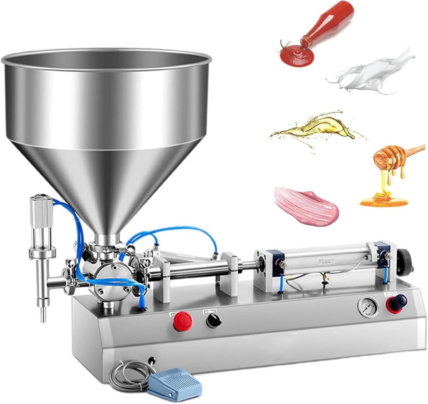 AWAYDD Piston Filler Horizontal Pneumatic Liquid Paste Filling Machine Automatic Liquid Dispenser for Honey Butter Cream Lotion Toiletries(300ML)