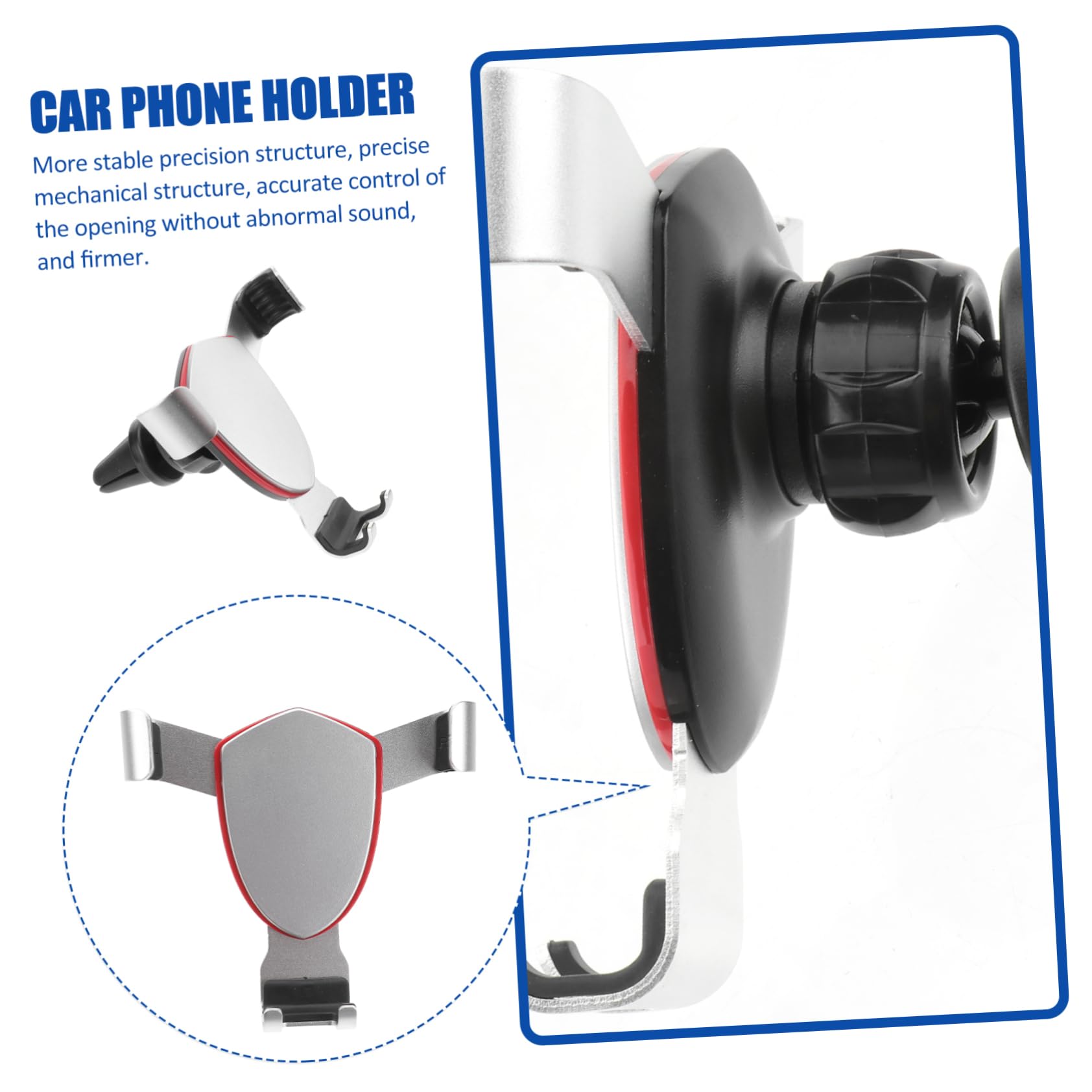 jojofuny 3pezzi Supporto Telefonico Per Auto Supporto Gravità Per Bocchette Di Aria Design Leggero e Resistente Metallo Compatibile Con Smartphone Di Varie Argento