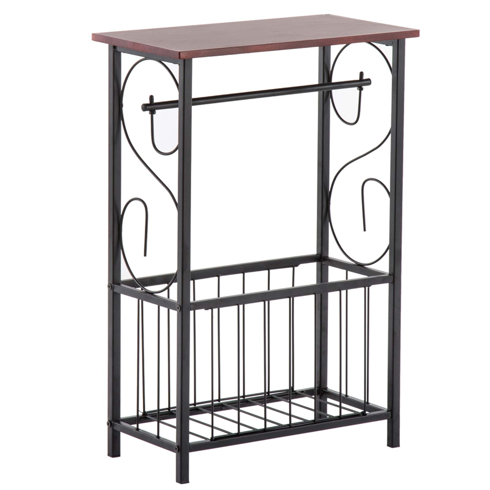 Side End Table Snack Table Industrial Retro Small Side Table Easy Assembly with Storage Shelf for Small Spaces