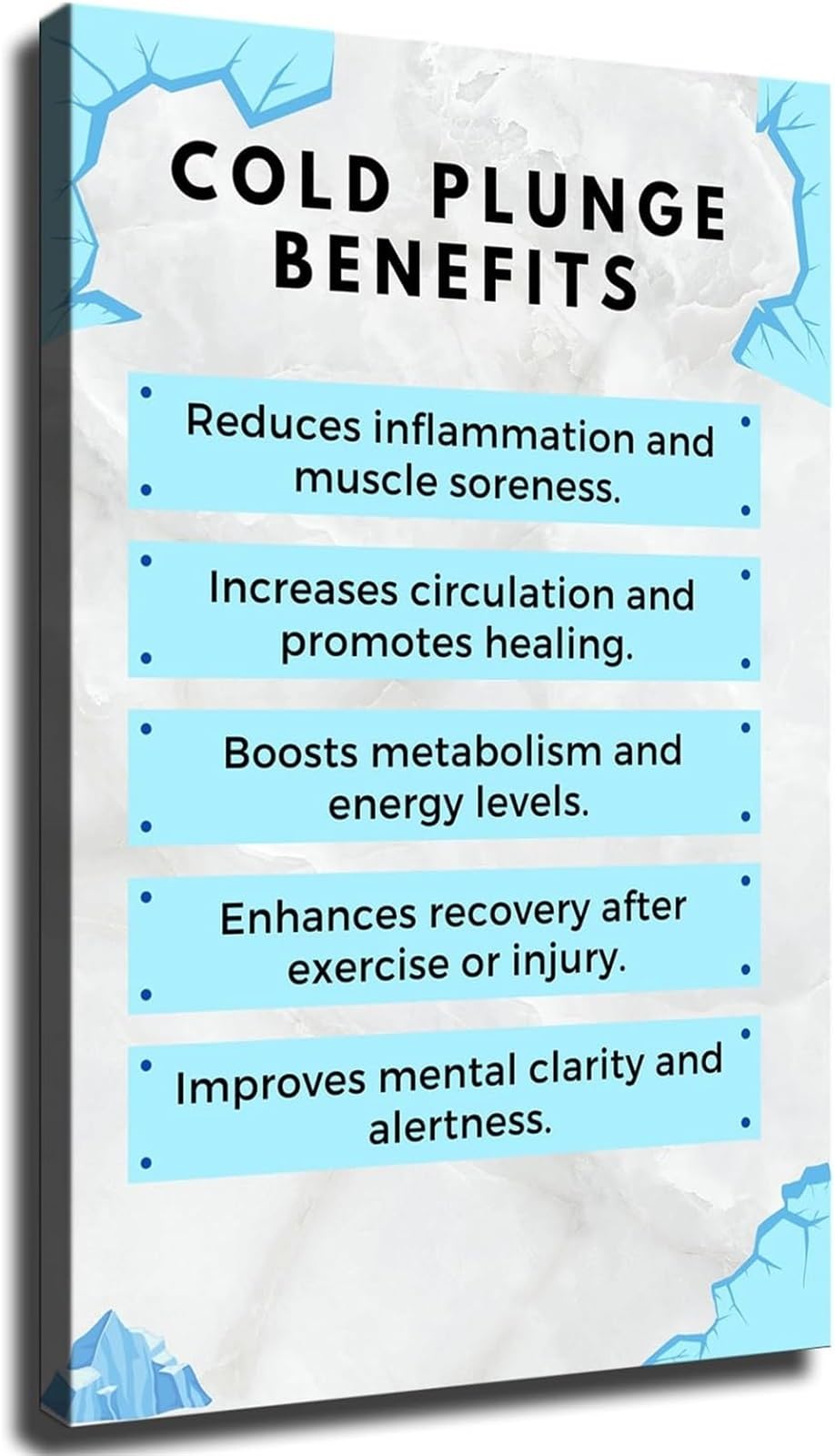 KCDFDVJFBM Ice Bath Cold Plunge Benefits Poster Canvas Wall-Art Recovery Mental Health Home