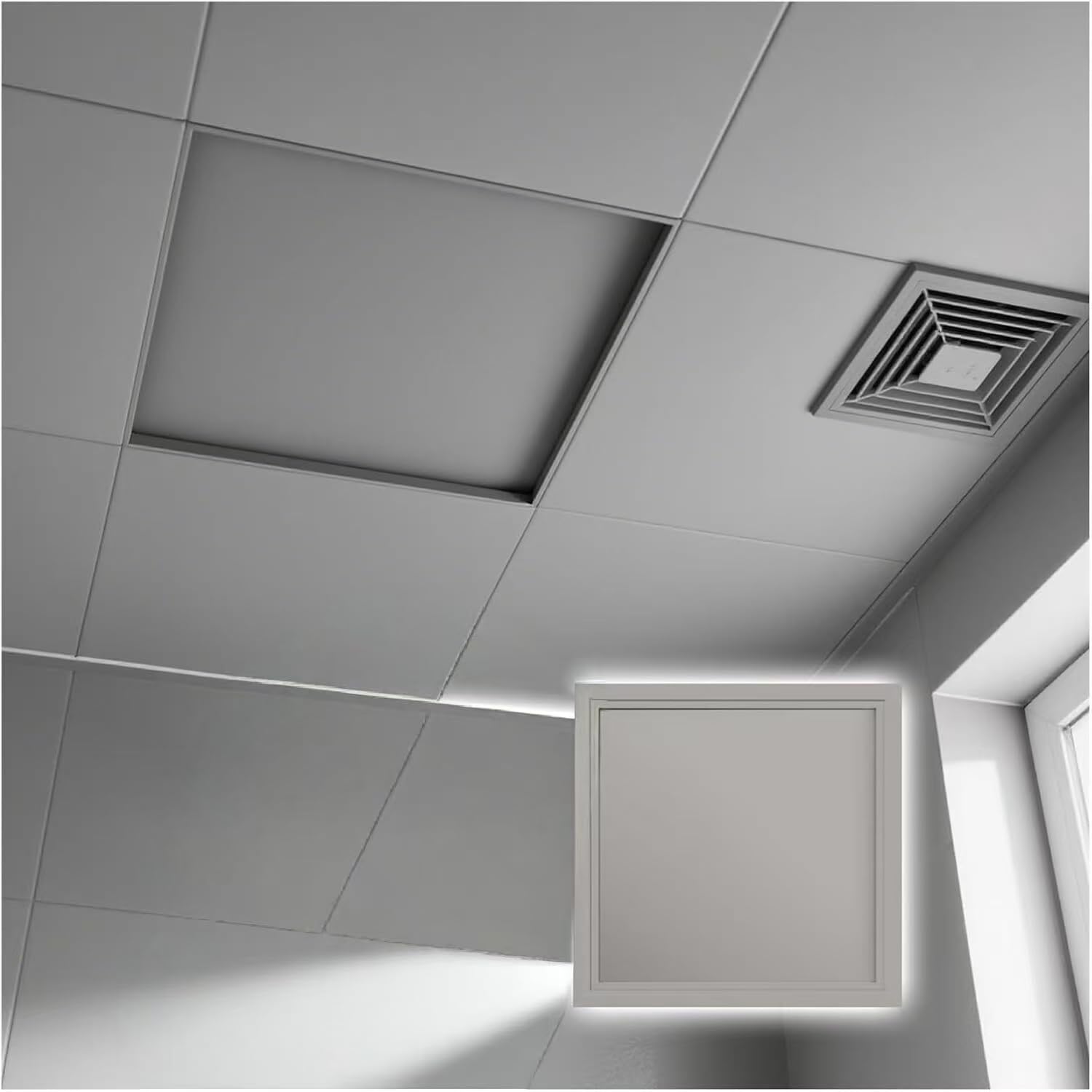 Wodoodporny panel dostępowy ze stopu aluminium – szare drzwi do montażu podtynkowego(762x762mm)