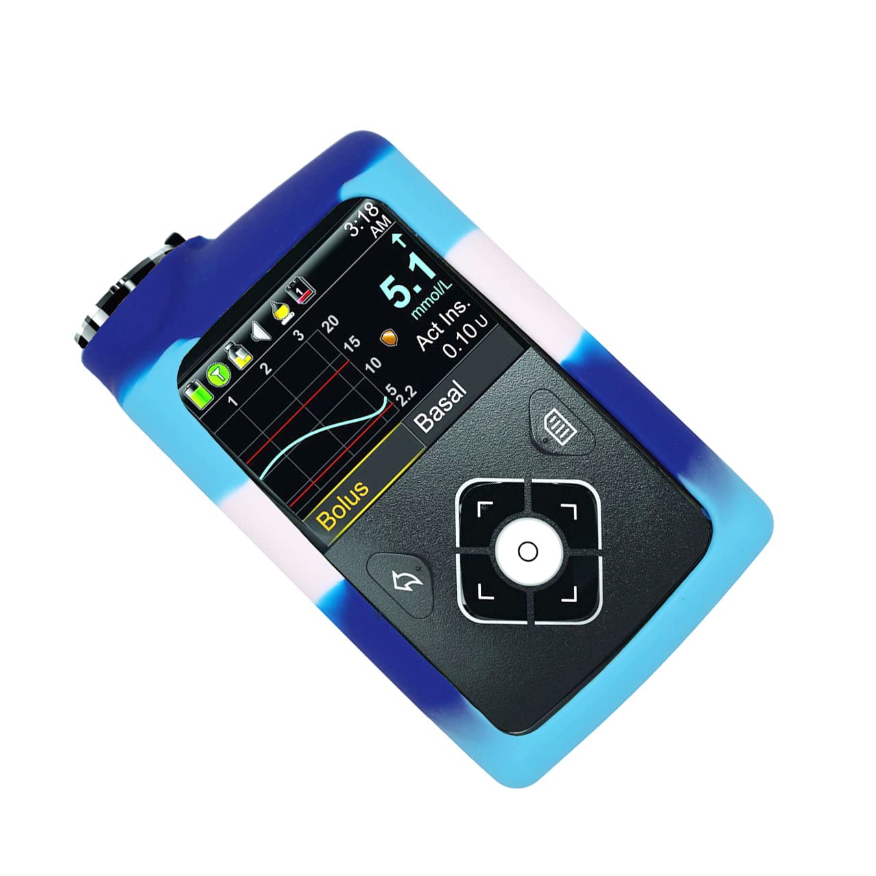 Mixed Color Premium Silicone Soft Case for Medtronic Minimed Insulin Pump 630G/ 640G/ 670G/770G/780G (Blue/Navy/White)