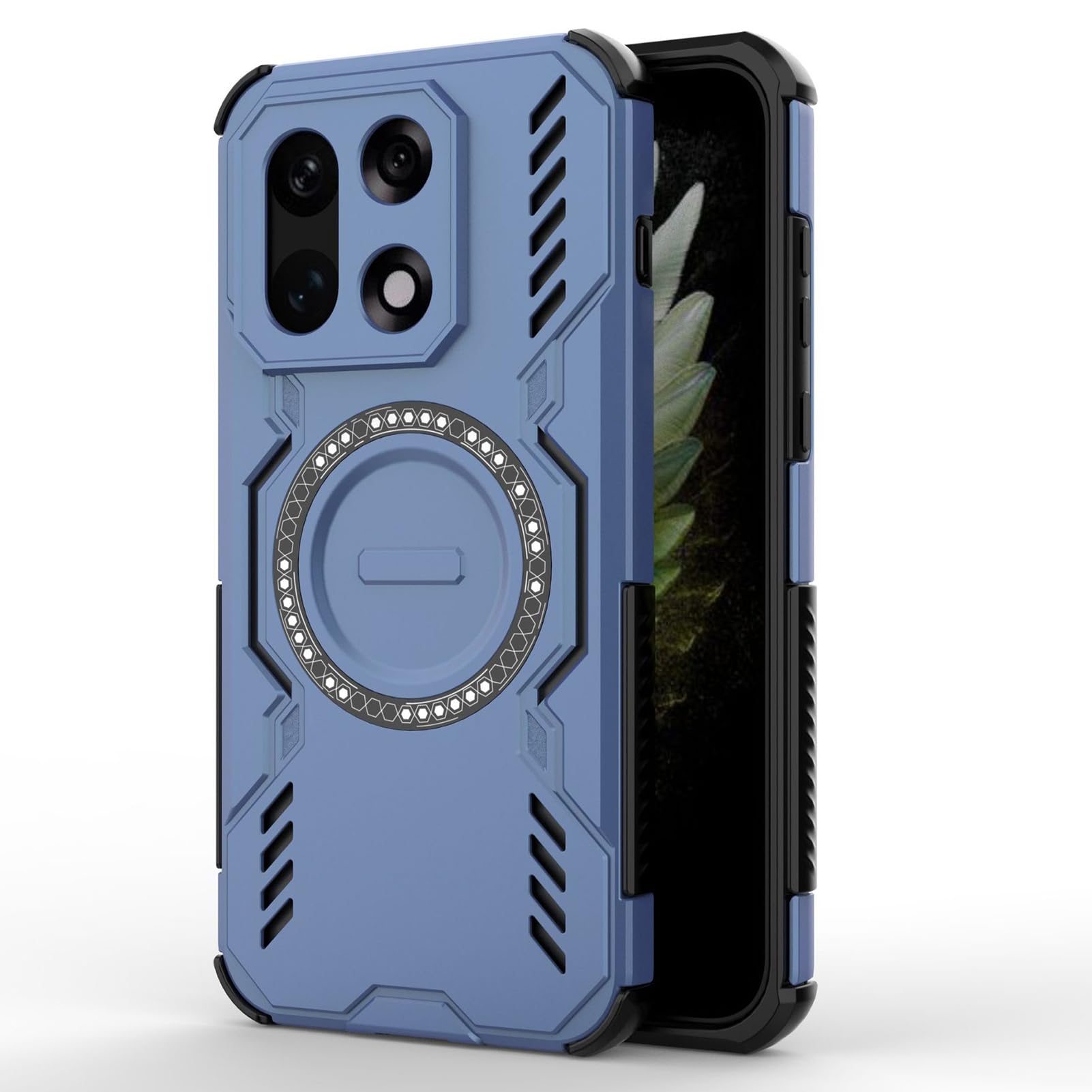 Étui mince OnePlus 15 bleu avec protection caméra magnétique et antichoc militaire