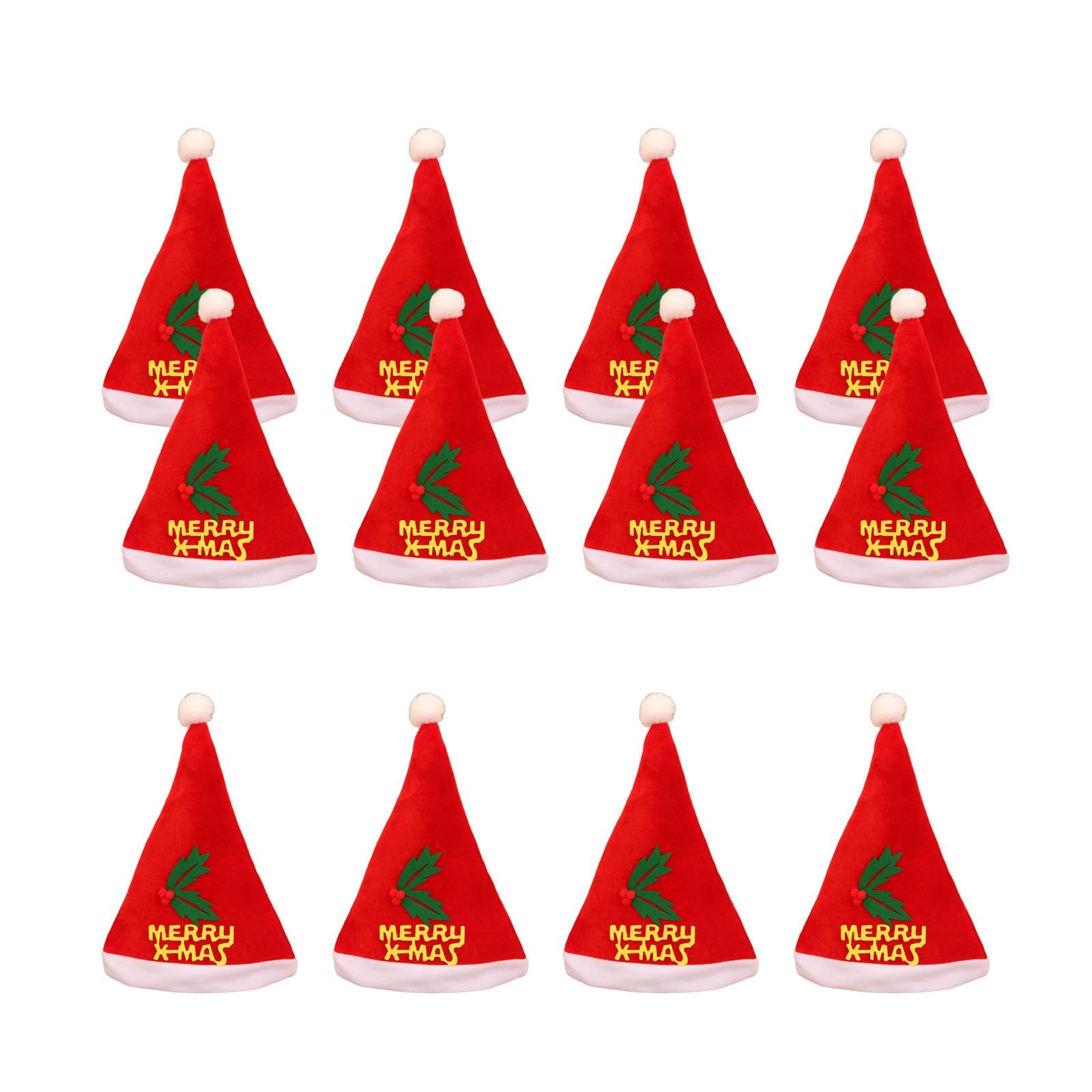 Buxuaaaa Of 12 Festival Santa Hat with White Brims Santa Hat Personalized Christmas Party Costume Accessories Comfortable