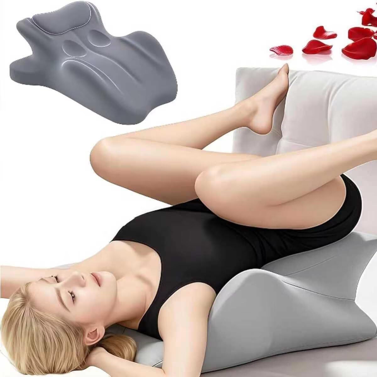Generisch Memory Foam Kissen, 27° Winkel Kissen für Intimität, Ergonomisch aus Memory Schaum, Waschbarer Bambusbezug, Wirbelsäule und Rücken, ideal zum Sitzen und Liegen (Grau)
