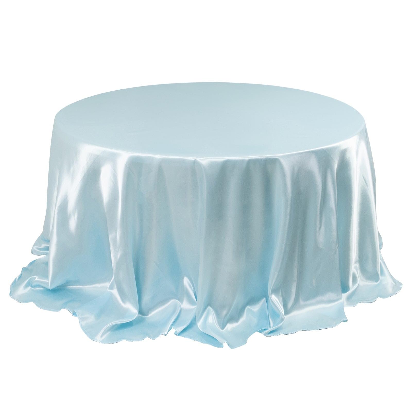 Balsa Circle 132 in Blue Satin Round Tablecloth for Wedding Birthday Party Events Reception Catering Home Decorations Supplies