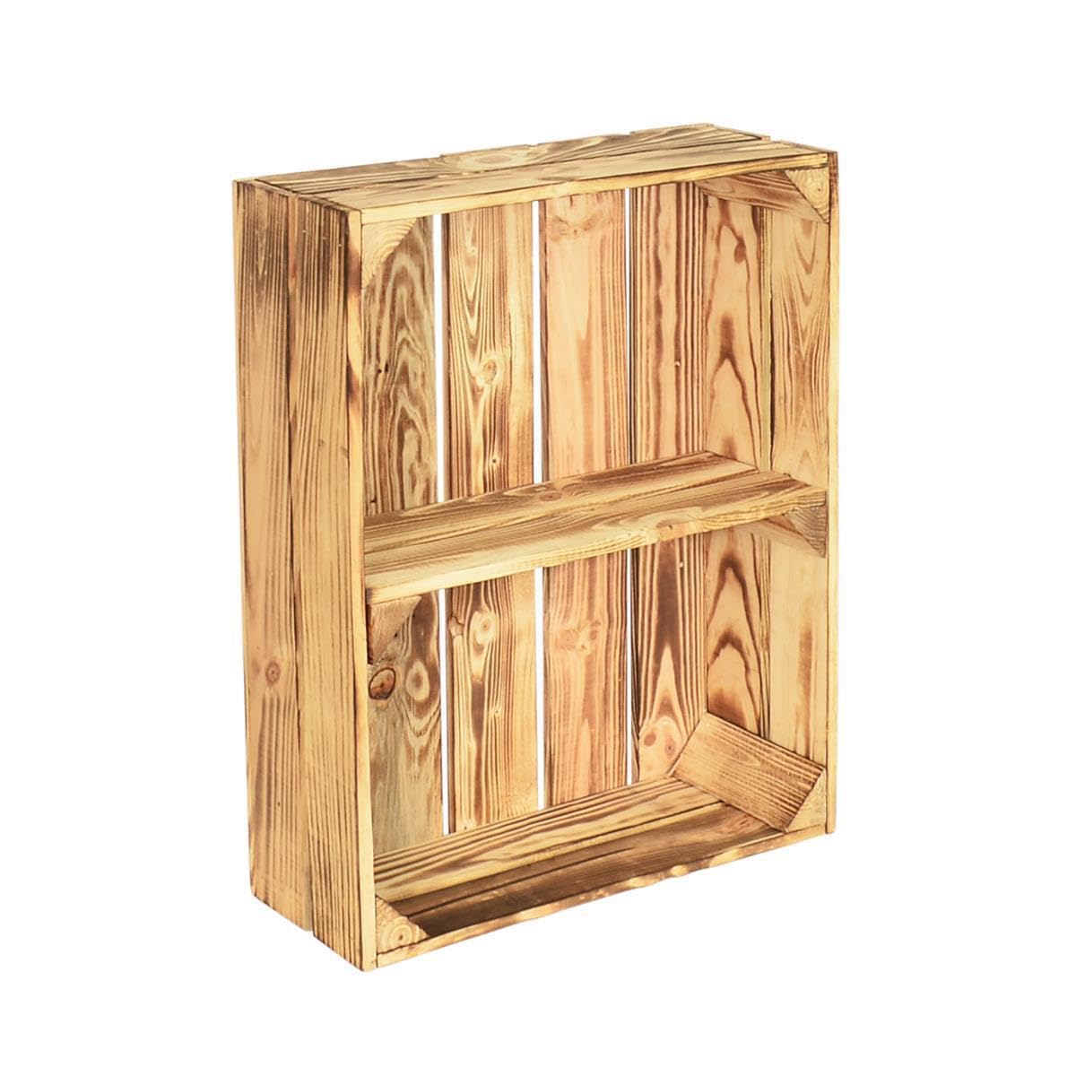 5 Set Holzregal Schmalhanz 50x40x15cm - Hell Geflammt 1x Kurzes Regal