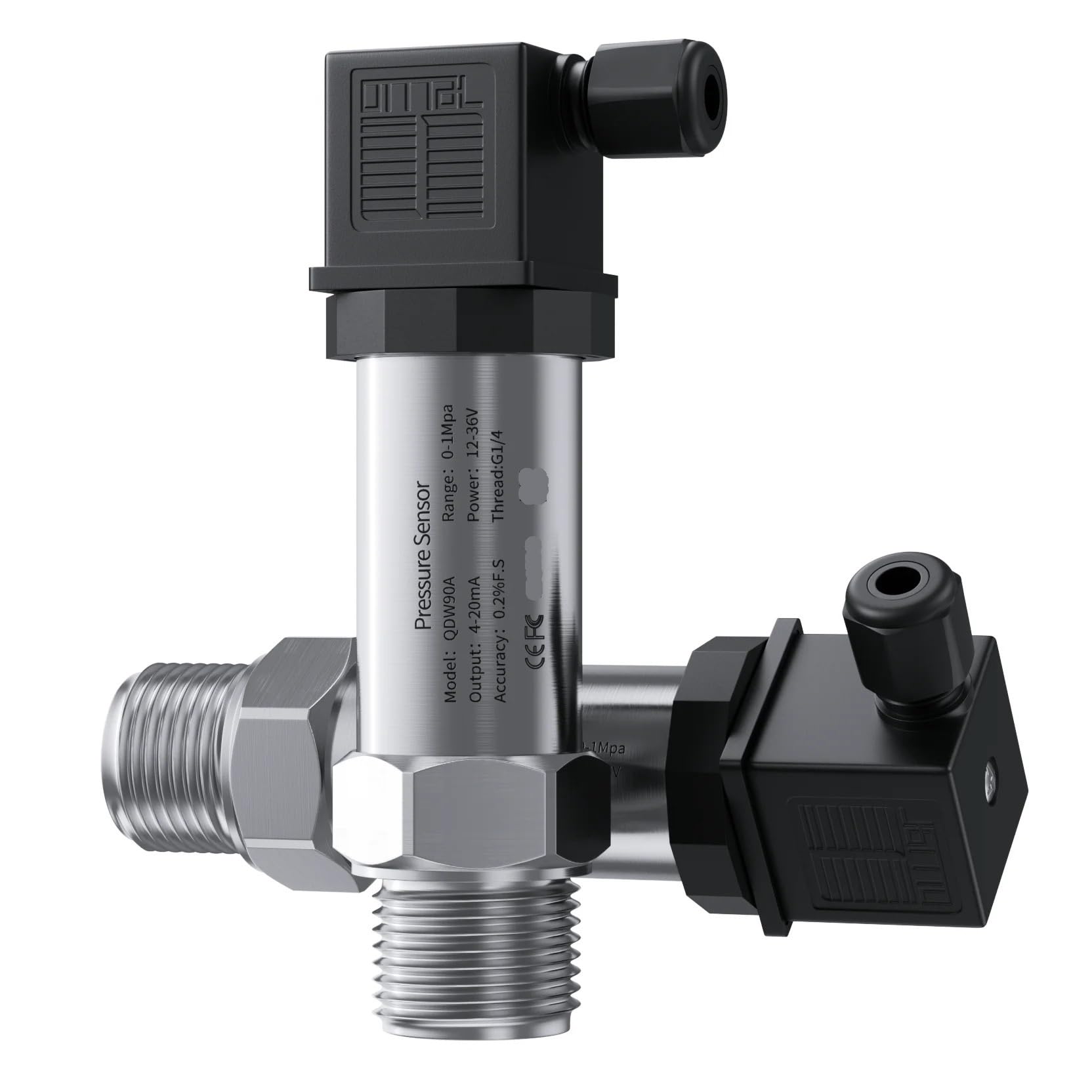Transmisor de sensor de presión de 4-20 mA, manómetro de 0,1 bar/10 bar, alimentación de 24 V, G1/4", presión de 100 bar, 16 bar, 20 bar, 50 bar, 300 bar, 250 bar(NPT1-4thread,0-0.1bar)