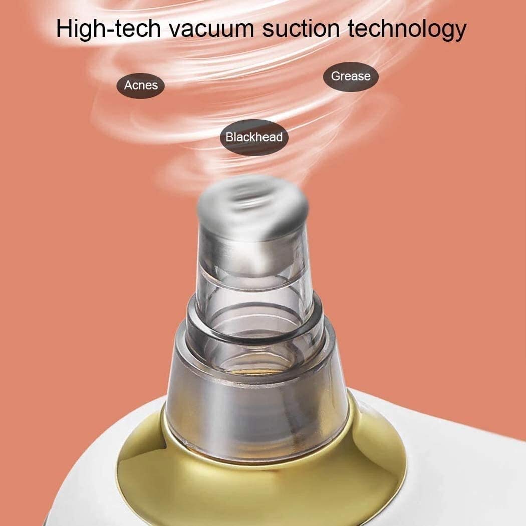 Removedor de cabezal Blackhead Poro Vacuum - Herramienta de succión del limpiador de poro facial recargable USB con la pantalla de succión LED 5 sondas de succión reemplazables para toda la piel