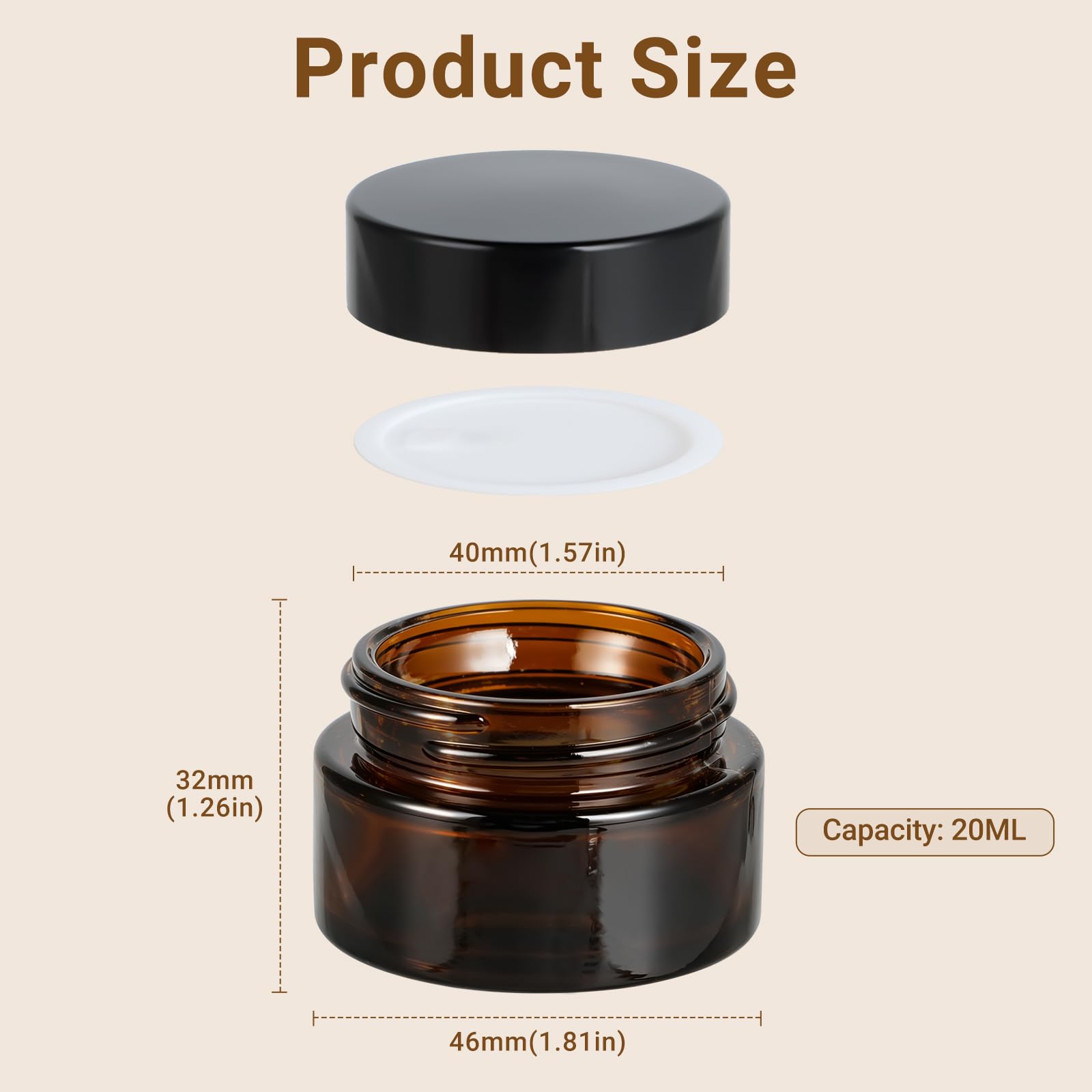 Amber szklane puste pudełko, 12 sztuk, brązowe szkło, 20 ml, pojemnik na krem do napełniania z pokrywką, szpatułki, etykiety podróżne na kosmetyki, balsamy, olejki eteryczne, maści (odcień ciemnego
