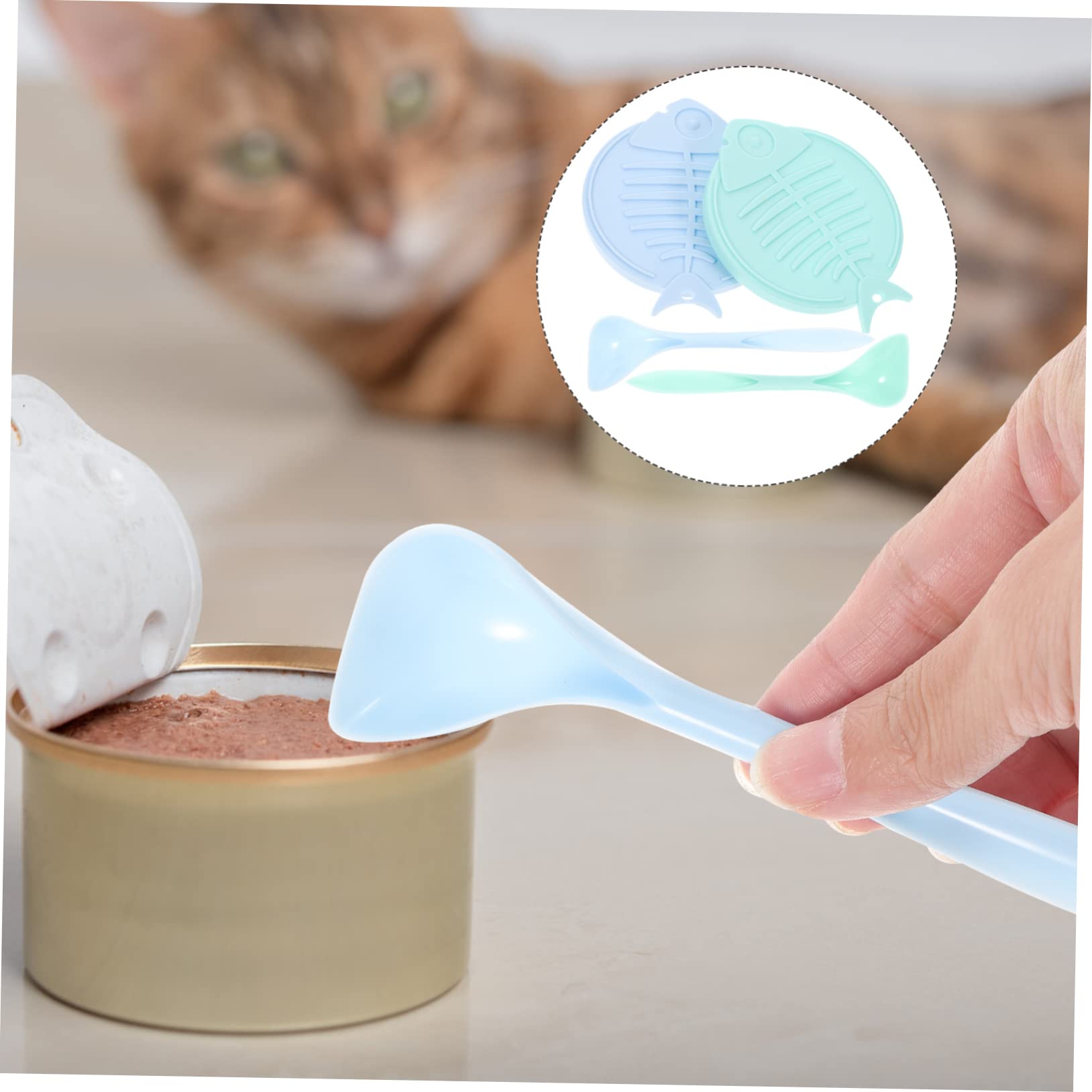 TOYANDONA 1 Set Silicone Can Lids with Cat Food Spoon Durable Wear Covers for Pet Food Cans and Prevents
