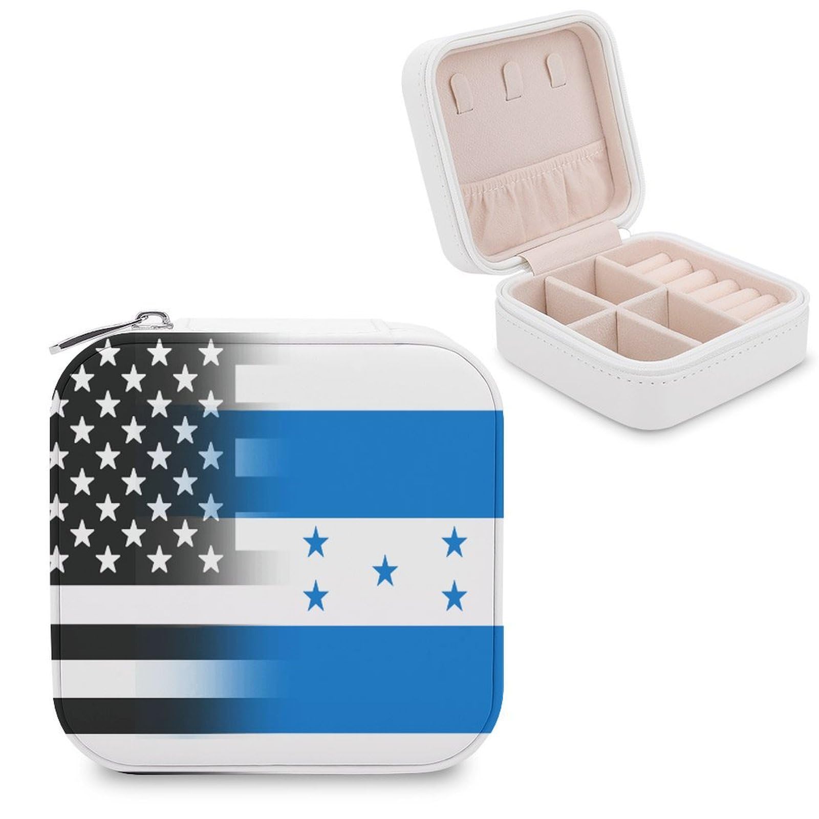 CUTJMDNGH Black And White U.S Honduras Flag Jewelry Box for Women Jewellery Case Organizer Storage Boxes Craft