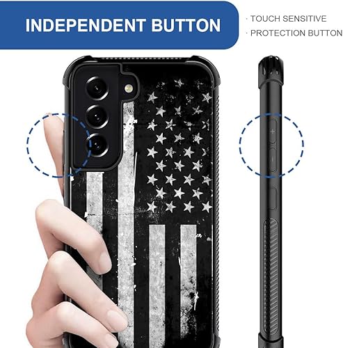 Vista 46 de Funda compatible con Samsung Galaxy S21 Plus, diseño gráfico de bandera de águila en blanco y negro, acrílico, a prueba de golpes, antiarañazos