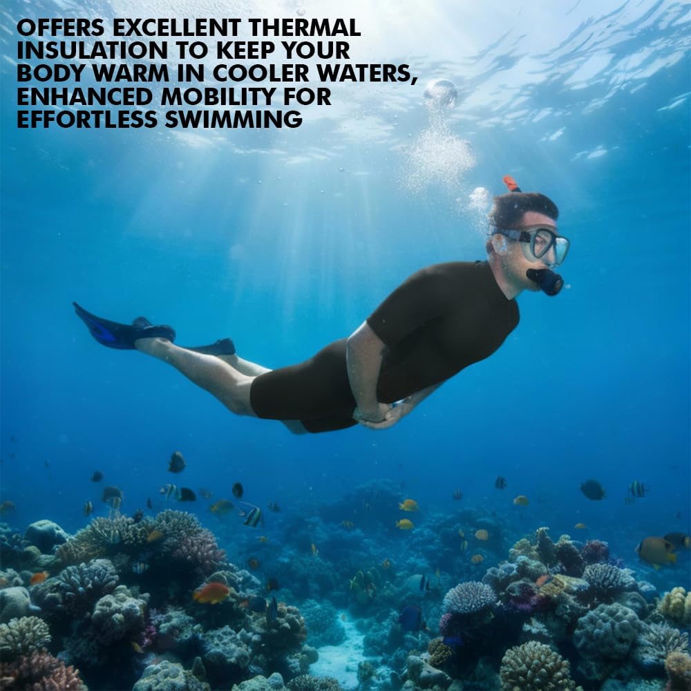 Sikma Muta da uomo in neoprene da 3 mm per surf, immersioni, a maniche corte, con cerniera posteriore, flessibile e confortevole, perfetta per nuoto, immersioni subacquee, snorkeling