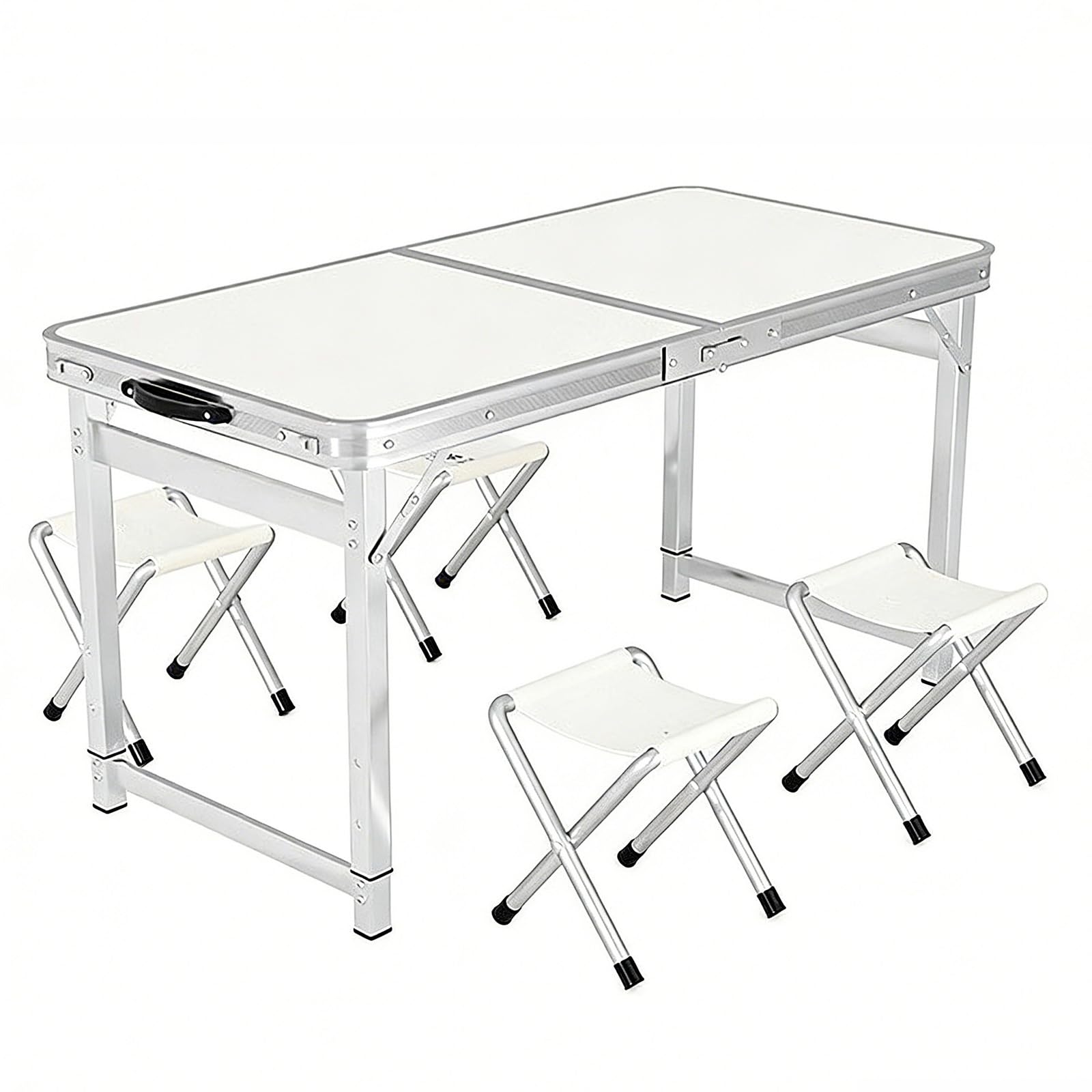 Tavolo Campeggio Pieghevole in Alluminio e MDF, Tavolo da Picnic con 3 Altezze Regolabili Tavolino Portatile per Spiaggia, Balcone, Giardino