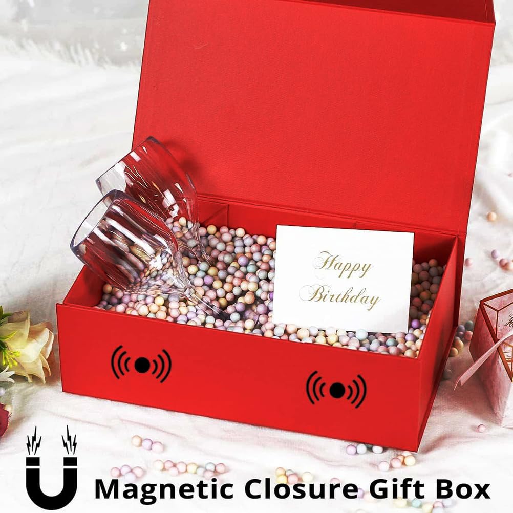 Confezione Da 12 Scatole Regalo 26×19×8 cm, Scatola Regalo Rossa Con Coperchio E Chiusura Magnetica Per Matrimoni, Natale, Halloween, Regali Di Compleanno