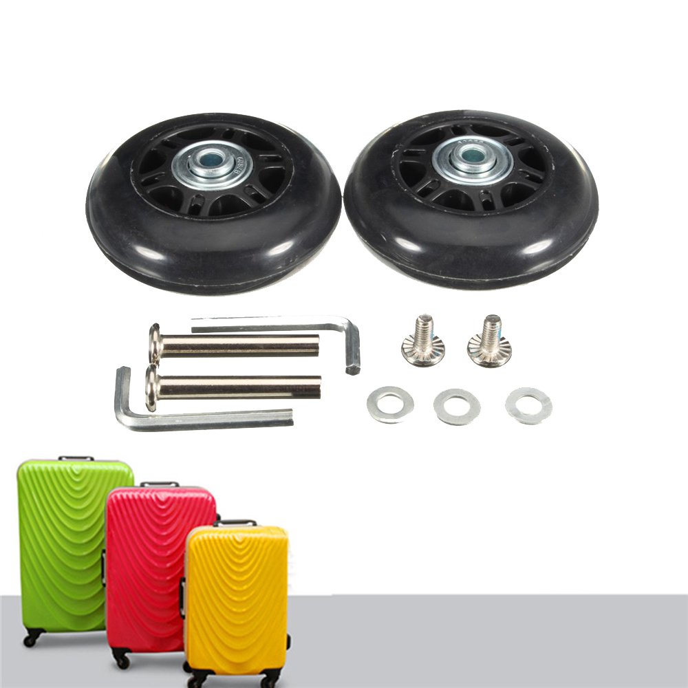 LUO Black Replacement Luggage/Inline OUTDOOR Skate Wheels With ABEC 608zz Bearings (64x18mm)