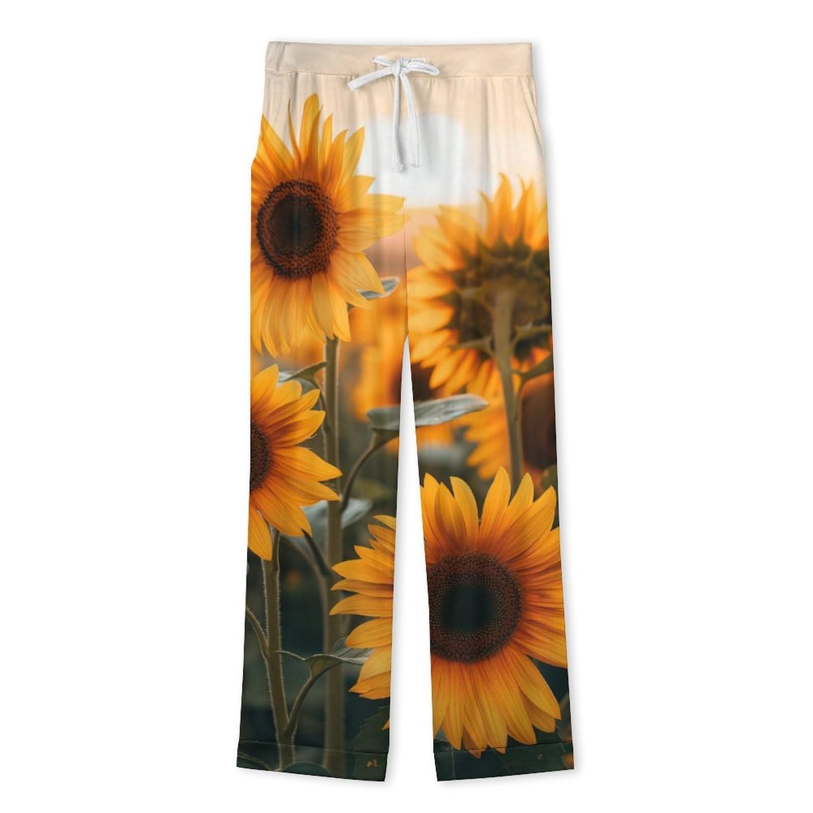 Completo Pigiama da Uomo 2 Pezzi - Mare di Fiori Gialli Pigiama A Maniche Lunghe Abbigliamento da Casa 2 Pezzi Top + Pantaloni Morbido E Caldo Pigiama Autunnale E Invernale