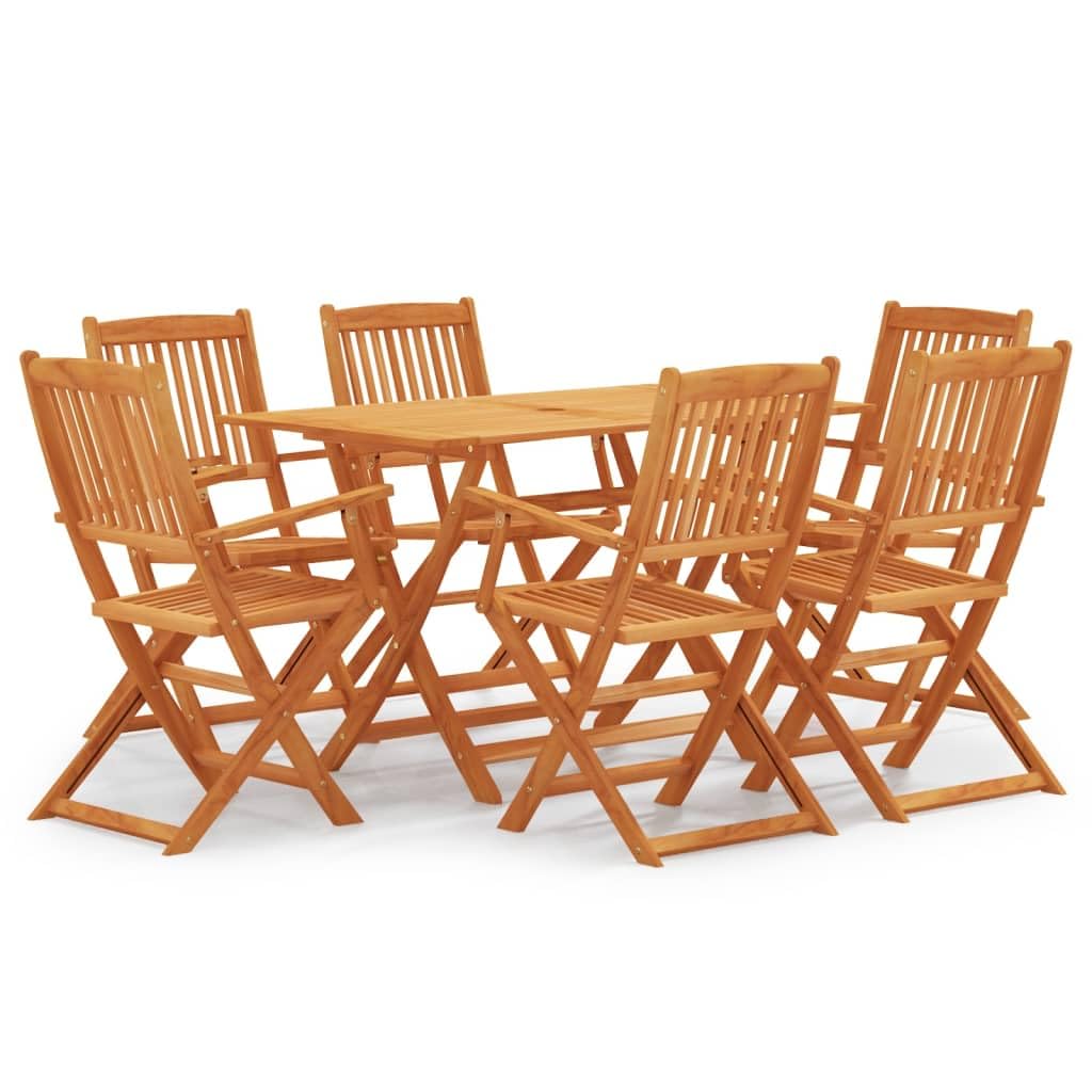 vidaXL Set de Comedor de Jardín Plegable 7 Piezas Exterior Terraza Patio Balcón Cocina Silla Mesa Asiento Mobiliario Decoración Madera Eucalipto