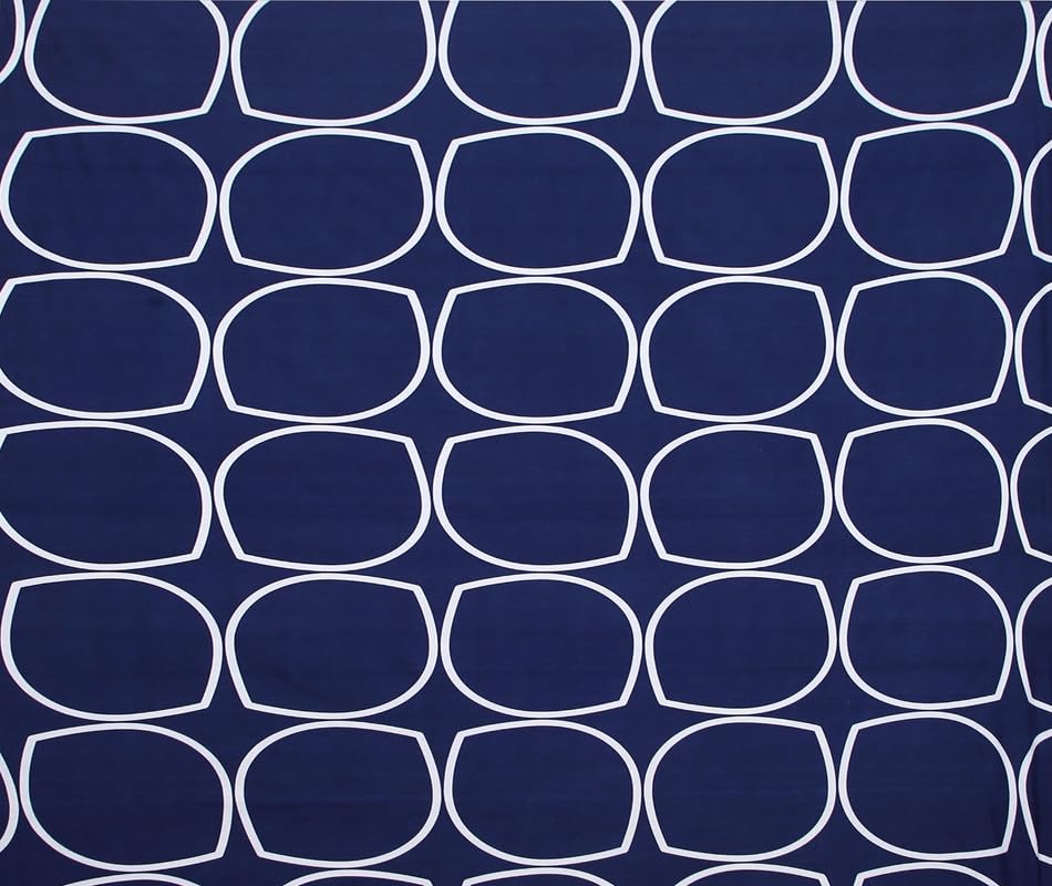 Image of NHD HOME Premium Glace Cotton 180 TC Botanical Flat Single Bedsheets Breathable | Wrinklefree (Size-60 X 90 Inch) With 1 King Size Pillow Covers (Size-17 X 27 Inches, Navy Blue & White)