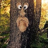 Cara de árbol, decoración de jardín, espíritu natural, 4 piezas, figuras divertidas, para colgar