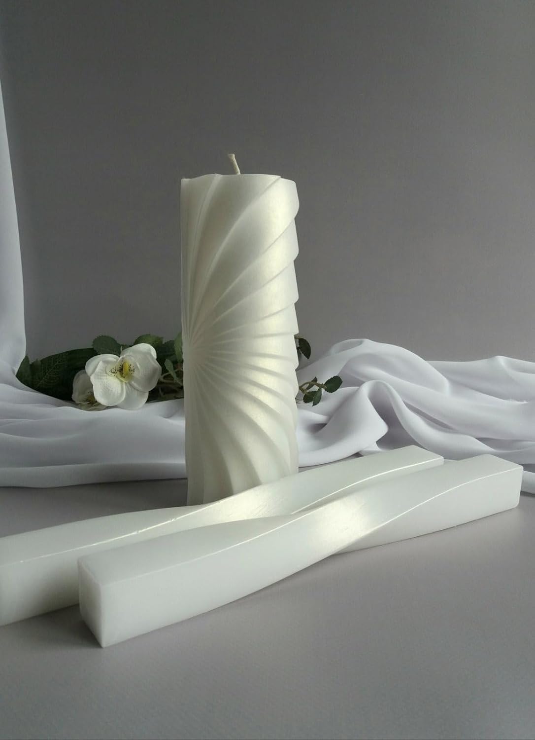 Unity Candle Set for Wedding Ceremony – 6” Pillar & Two 10” Taper Candles – Long Burning Wedding Unity Candles for Reception Marriage Ritual & Home Decor - Handmade USA – White Space
