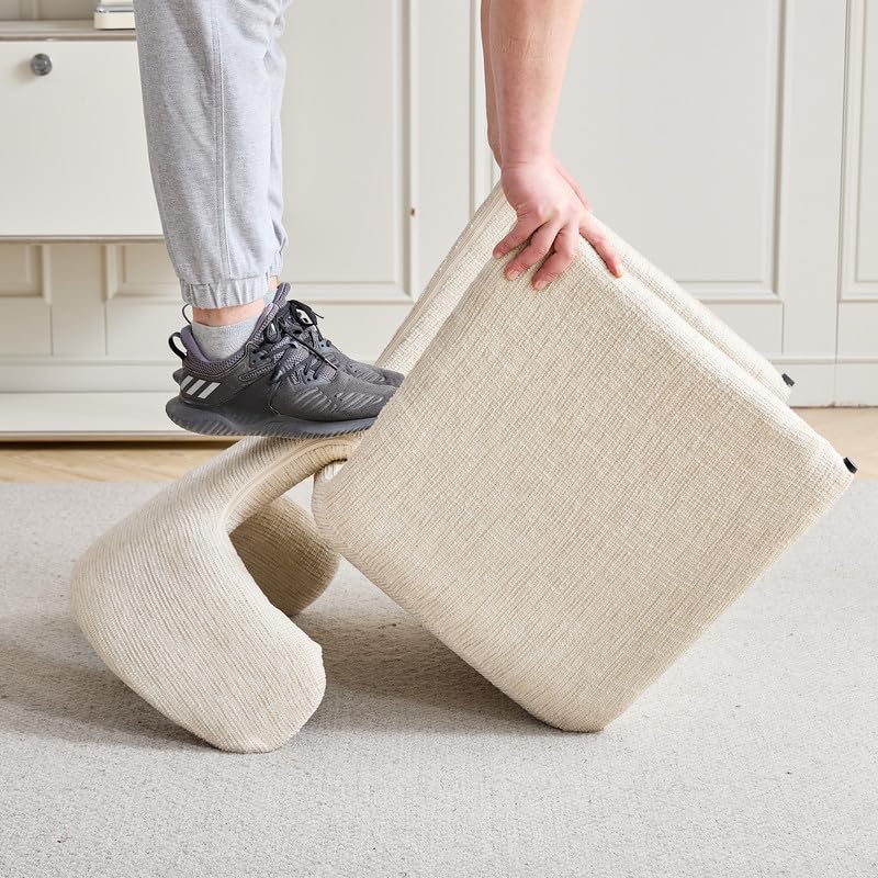 Juego de 4 Sillas de Comedor Modernas, (Beige-MB997) | Respaldo Ergonómico, Tapizados en Tela de Lino, Antirrayaduras y Fácil Limpieza, Para Salón, Cocina, Oficina y Cafetería