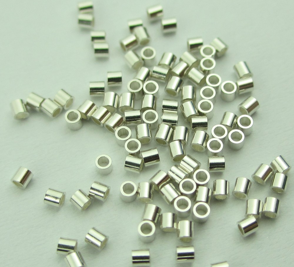 Electricsilver Silver New 1Mm 925 Sterling Micro/Mini Crimp Tube 100Pcs