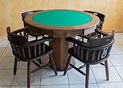 Mesa de Carteado com Gavetas e Porta copos Vintage - 0,90x0,80 - Com xadrez - Verde