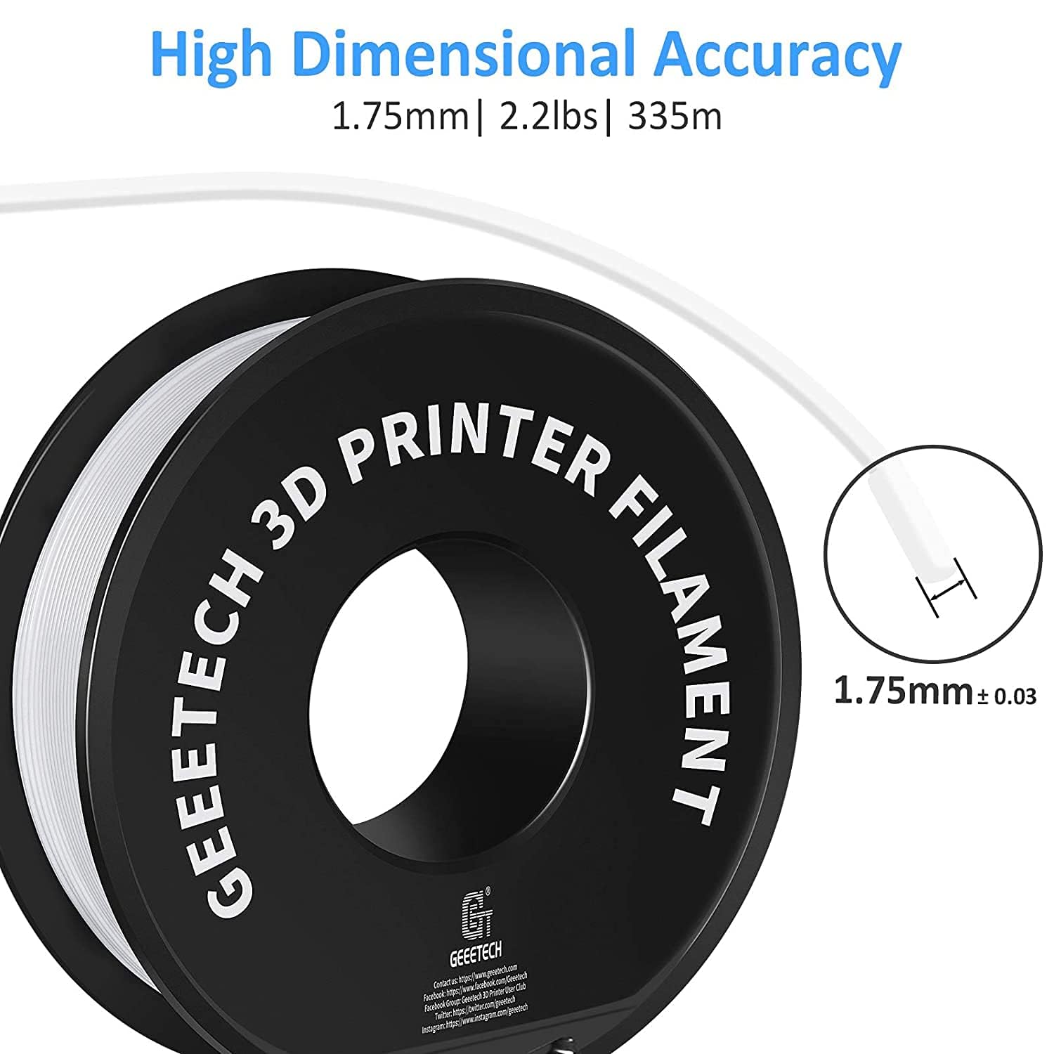 Geeetech Filament 3D One Roll Black White - Dettaglio