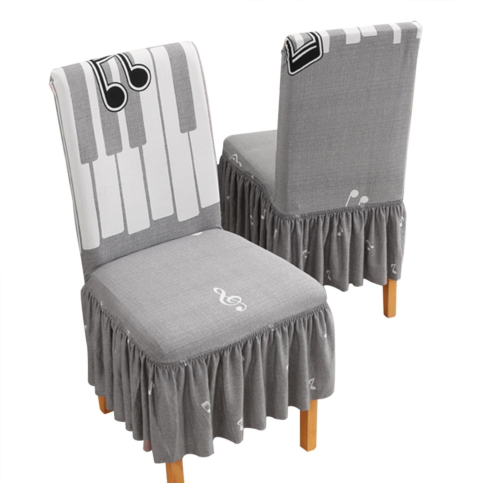 NMVAWIPT Dining Chair Covers With Skirt, Stretch Milk Silk Slipcovers, Full Protection, Fits Most Dining/Kitchen Chairs(7,2Pcs)