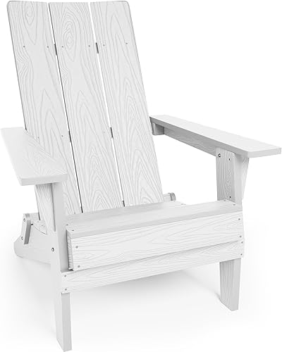Miniatura 9 de YEFU Moderna silla plegable Adirondack de plástico, 1s ampliar/almacenar actualización desbloqueada, resistente a la intemperie, sillas de madera