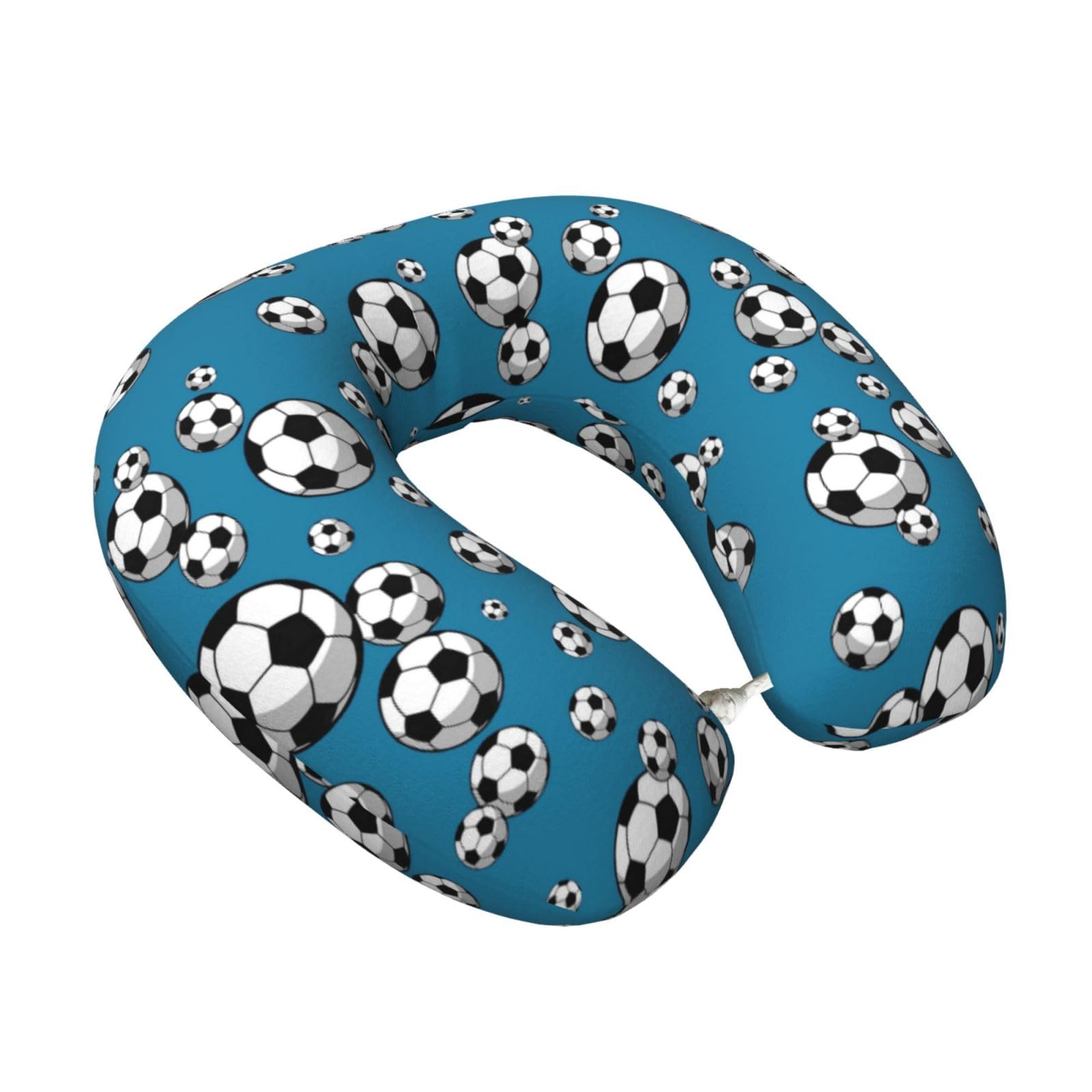 LKYMOH Soccer Football, Travel Neck Pillow U-Shaped Memory Neck Support Soft Comfortable With Washable Cover For Airplane Car Traveling and Office
