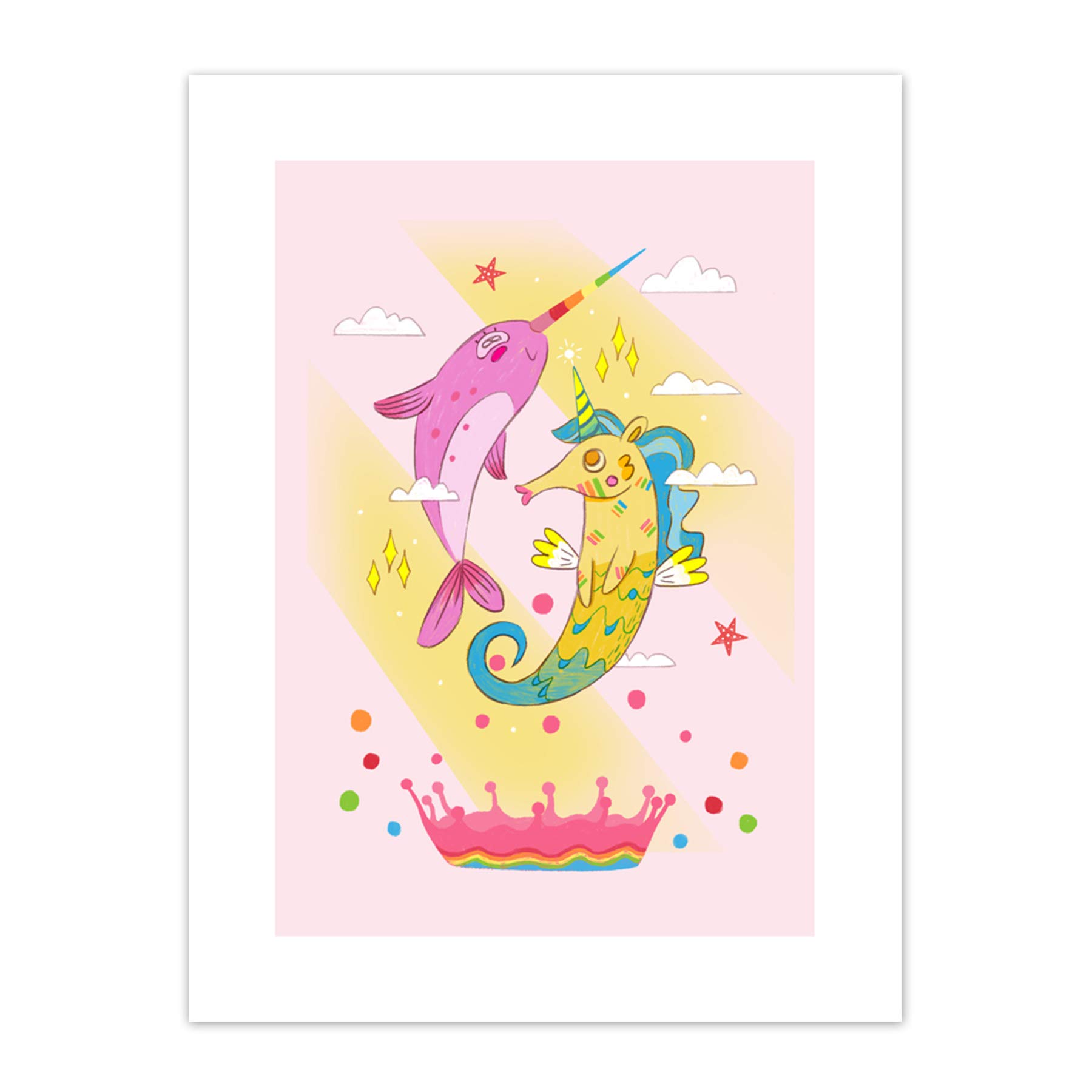 Wee Blue Coo Unicorn Seahorse Narwhal Magic Art Print Canvas Premium Wall Decor Poster
