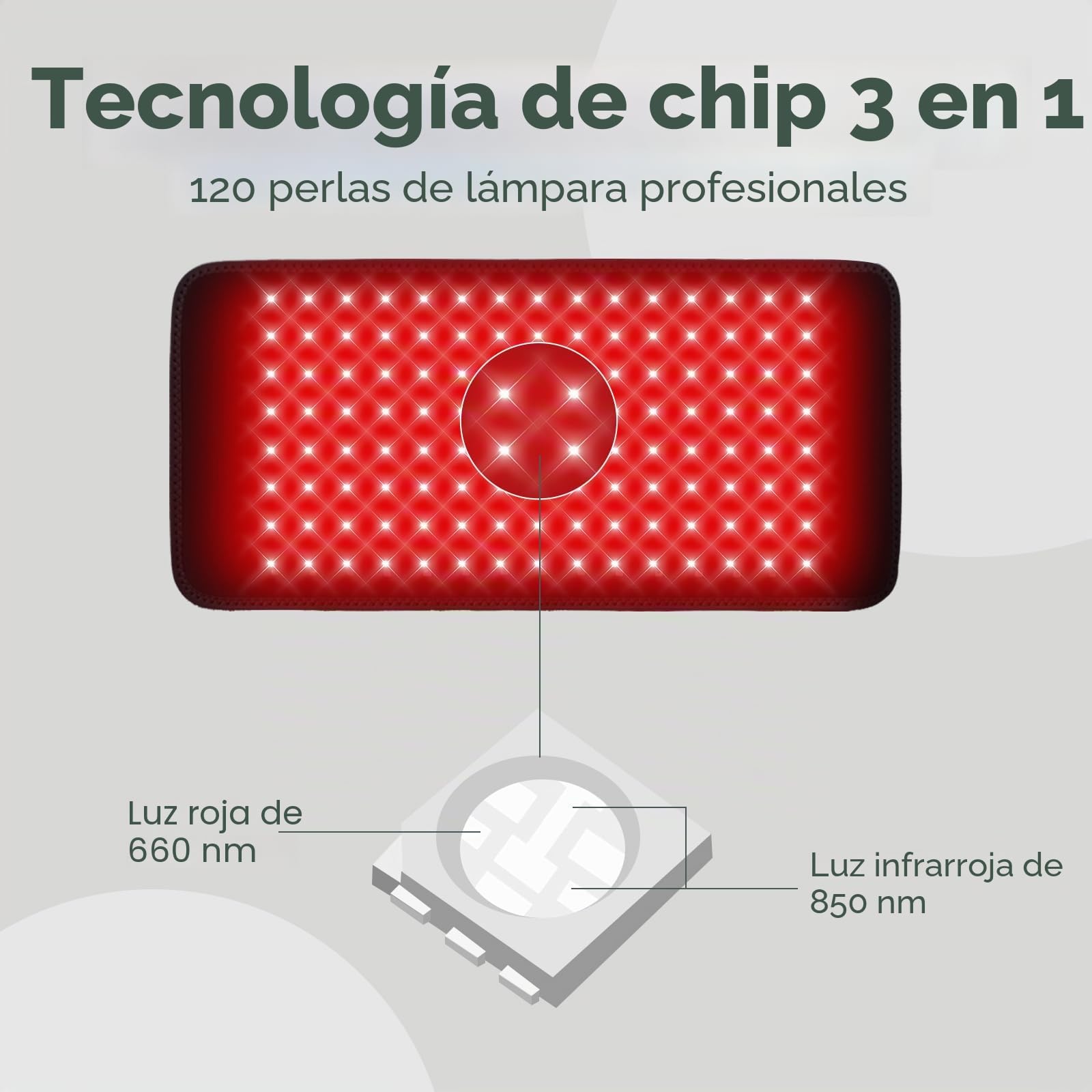 Cinturón de terapia con lámpara roja de 120 LED, temporizador de 7 niveles, 5 niveles de intensidad de luz y vibración, modo de pulso de 10 Hz, para el dolor de espalda, hombros, cintura