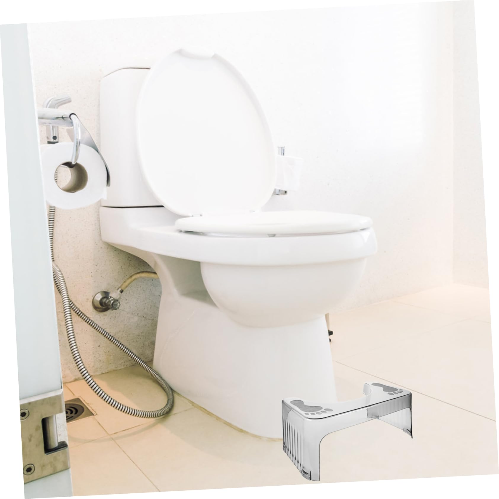 YARNOW Sgabello da Toilette Antiscivolo per Bambini, Sgabello Rialzato Compatto Impugnature Stabili e Design a U per Bagno, Supporto Robusto per Facilitare Processo Fisiologico