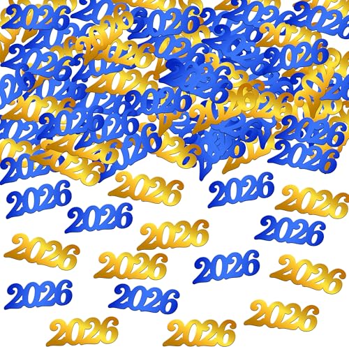Image of Graduation Confetti 2026 | Blue and Gold Confetti - Pack of 500 | Graduation Confetti for Table, 2026 Graduation Table Decorations, Graduation Table Decorations, KatchOn