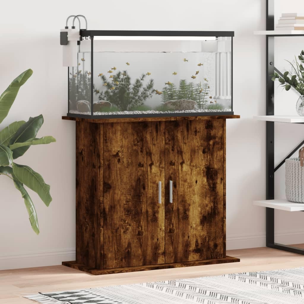 ZEYUAN Aquariumständer Räuchereiche 81x36x73 cm Holzwerkstoff, Aquarium Unterschrank, Aquarium Schrank, Aquariumschrank, Aquarium Tisch, Aquarium Stands 833604
