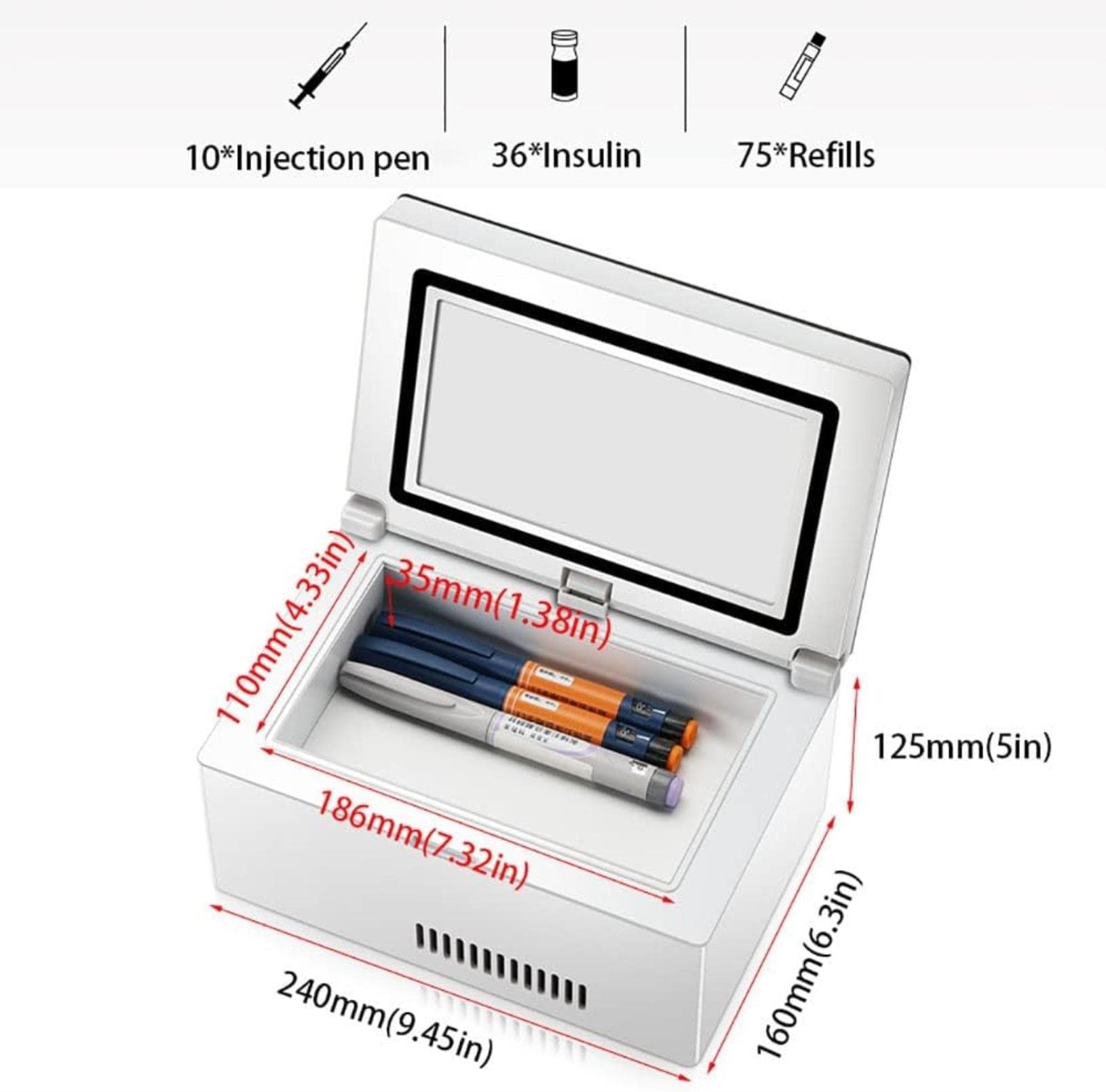 MONSEG Medizinische Reisekühlung Kleiner Kühlschrank Koffer Durch,Thermostat-Medikamentenkühlschrank,geeignet Für Insulin, Interferon, Augentropfen-Aufbewahrung (Color : Battery*3) Sonstiges