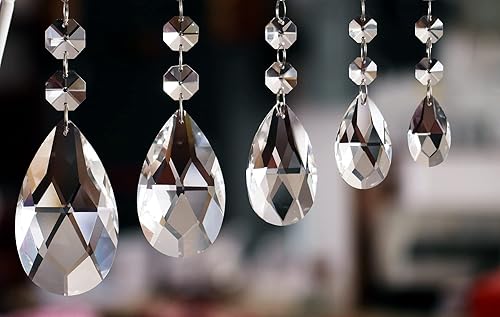 Miniatura 7 de Ganchos para cortina de ducha, anillos para baño, 12 piezas de cuentas de cristal de piedras preciosas de acero inoxidable resistentes a la