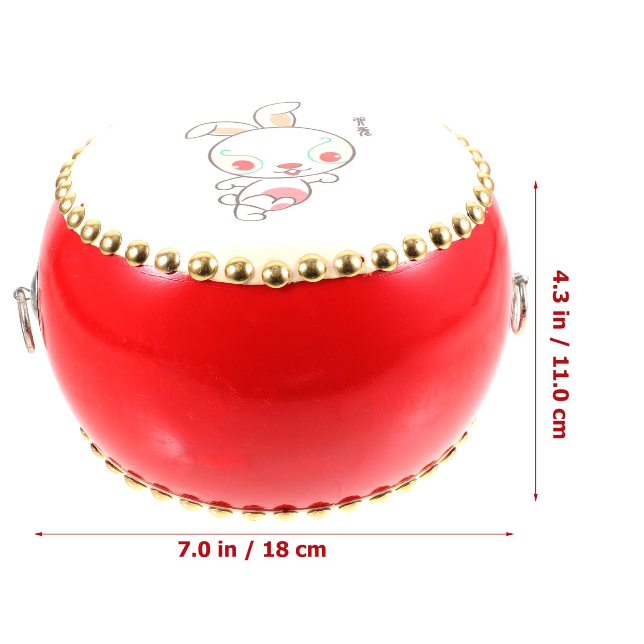 Tambor de madera de 7 pulgadas: juego de batería de madera con una correa ajustable y 2 baquetas - Instrumento musical de percusión con patrón de conejo del zodiaco chino para el aprendizaje 6