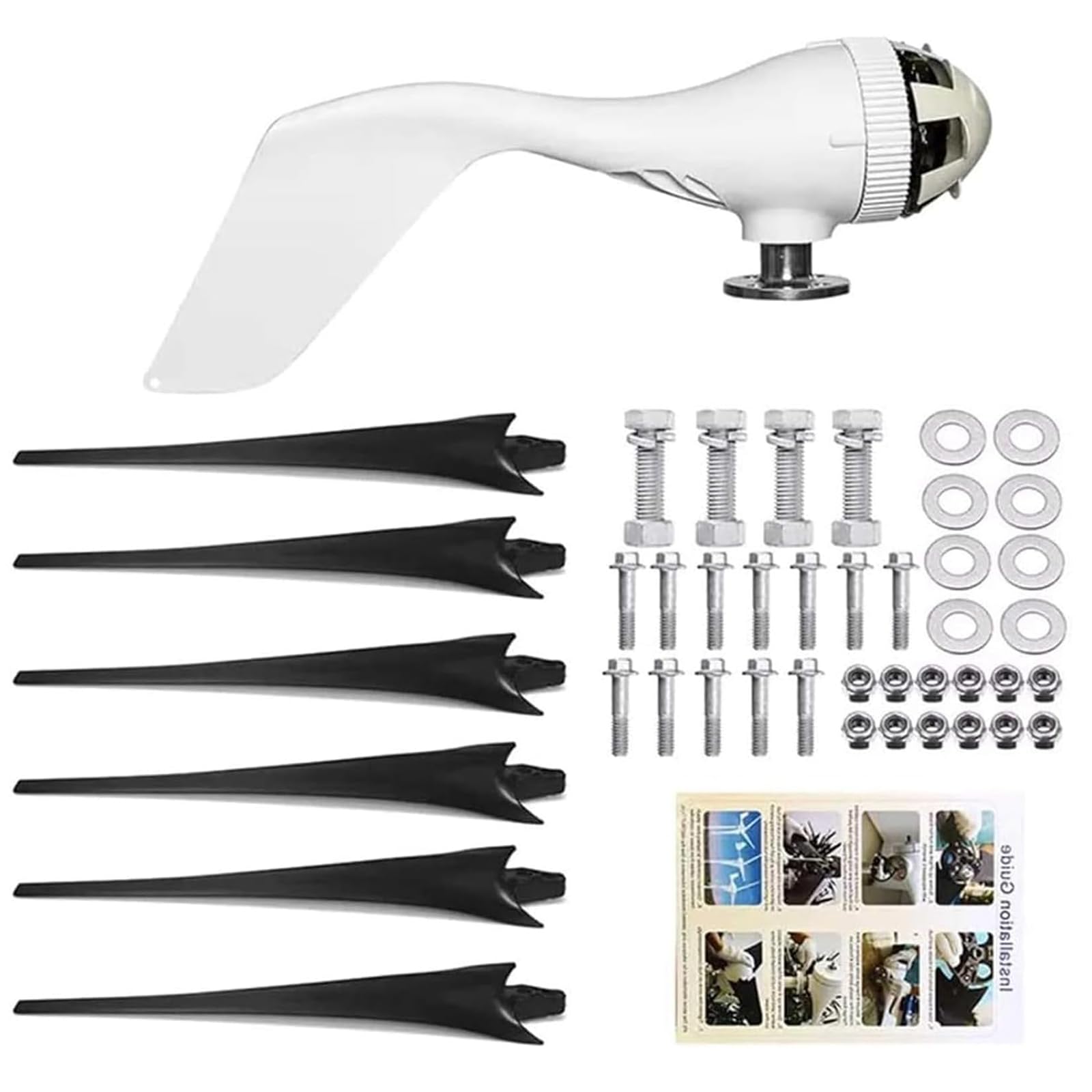 Turbina Eolica Verticale, 6000W 12V 24V 48V Piccolo Mulino a Vento Generatore di Energia Kit di Energia Eolica per Illuminazione Esterna/Stradale con Controller MPPT (Nero)
