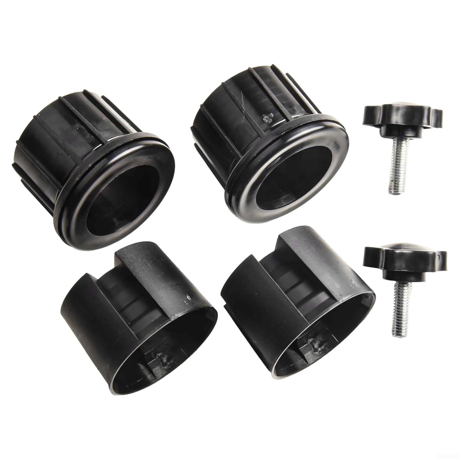 6Pc Umbrella Base Stand Adapter Kit with M8 Bolts, Black Plastic Hole Rings for Garden Parasol Poles 1.85in & 2in, Outdoor Patio Fixing Mount Set