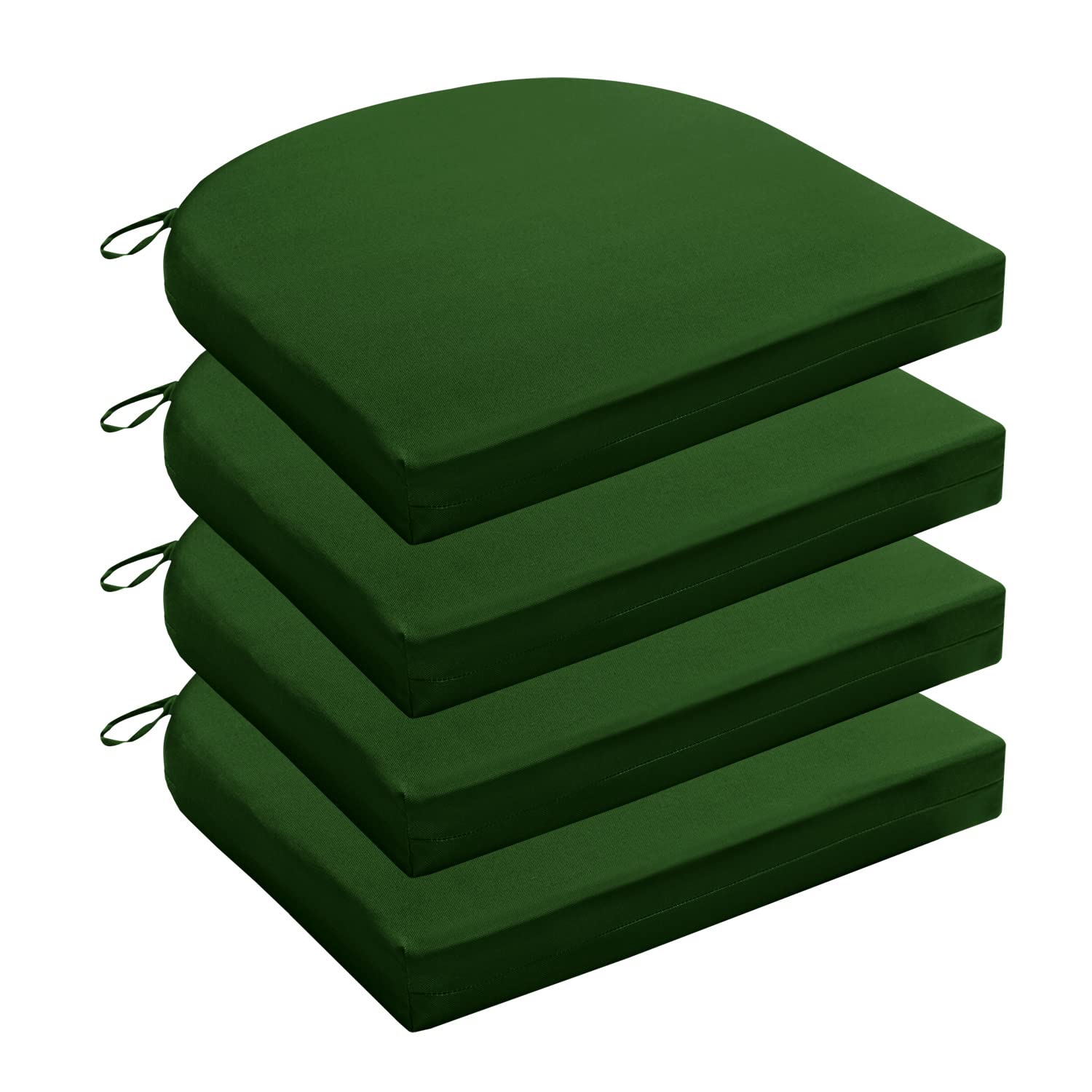Wellsin Outdoor Chair Cushions for Patio Furniture - Patio Chair Cushions Set of 4 - Waterproof Round Corner Outdoor Seat Cushions 17"X16"X2", Forest Green