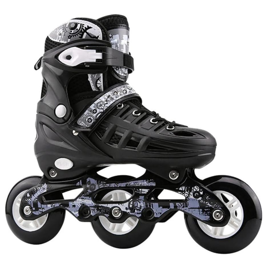 Patines En Línea Unisex Para Adultos Niños Adolescentes, Patines 3 Ruedas Varias Tallas Patines Para Hombres Y Mujeres Patines En Línea Talla Ajustable Para Principiantes(Size:M(35~38),Color:Schwarz)