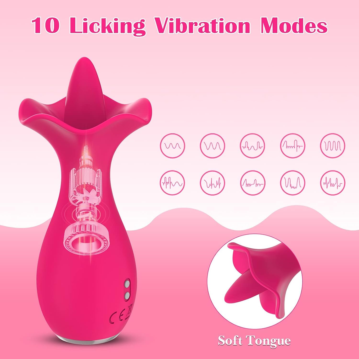 Vibratore per Leccare Il Clitoride con 10 modalità di Vibrazione, Vibratore per La Lingua del Fiore Ricaricabile, Massaggiatore per Stimolatore Vaginale del Clitoride del Capezzolo