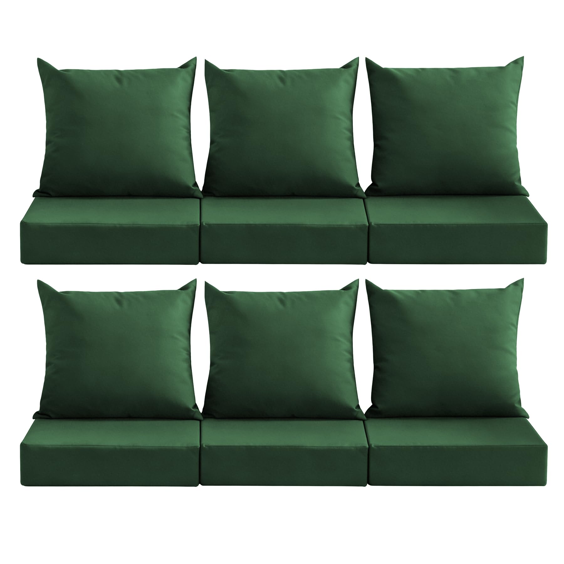 Photo 1 of MuaMelop Outdoor Deep Seat Cushion Set, 24x24 Inch Water-Resistant & Fade-Resistant Outdoor Chair Cushions, Patio Furniture Cushions with Removable Cover for Patio Chair, Sofa, Forest Green (Set of 6)
